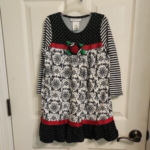 Bonnie Jean Charming Black and White Kids Dress with Red Accents
